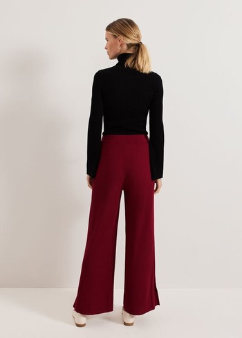 Phase Eight Lori Ribbed Trousers Burgundy Australia | PR0421985